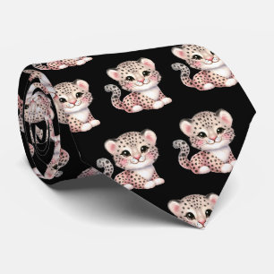 Leopard Print Modern Kawaii Cute Cheetah Babies Tie