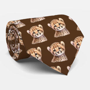 Leopard Print Modern Kawaii Cute Cheetah Babies Tie