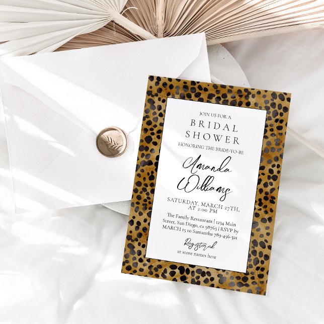 Leopard Print Modern Trendy Bridal Shower  Invitation (Creator Uploaded)
