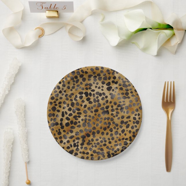 Leopard Print Modern Trendy Bridal Shower  Paper Plate (Wedding)