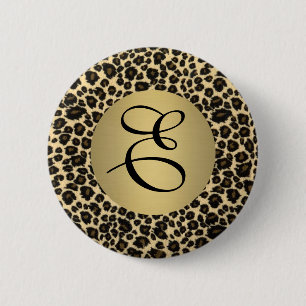 Leopard Print Monogram 6 Cm Round Badge