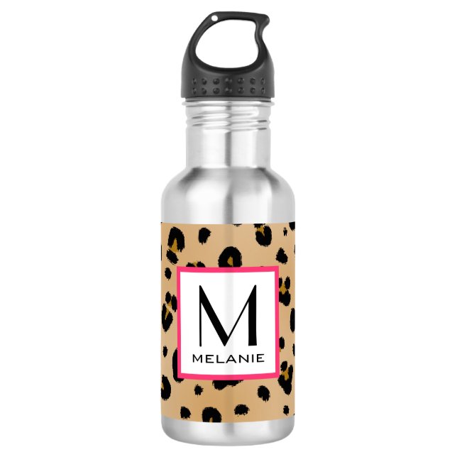 Leopard Print Monogram 710 Ml Water Bottle (Front)