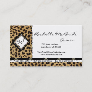 Leopard Print Monogram  Business Cards