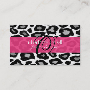 Leopard Print Monogram Business Cards