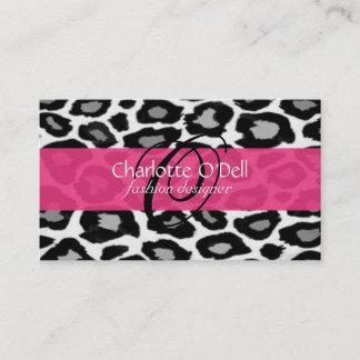 Leopard Print Monogram Business Cards