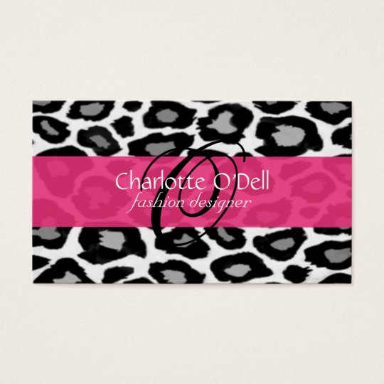 Leopard Print Monogram Business Cards