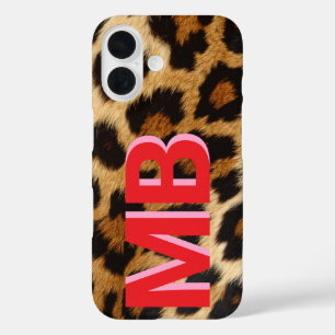 Leopard Print Monogram iPhone 16 Case