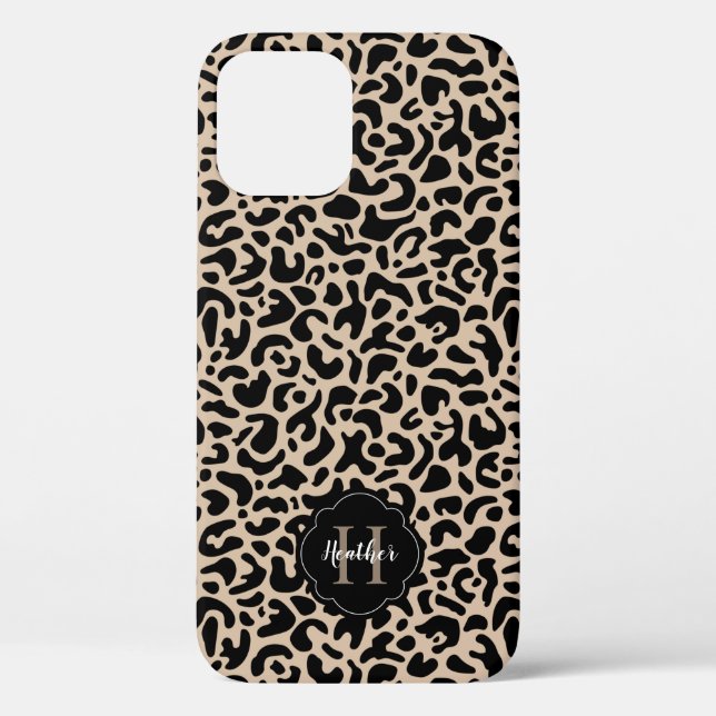 Leopard Print Monogram Case-Mate iPhone Case (Back)