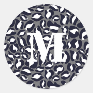 Leopard Print Monogram Classic Jungle Party Classic Round Sticker