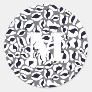 Leopard Print Monogram Classic Jungle Party Classic Round Sticker