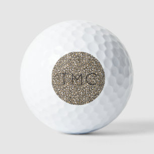 Leopard Print Monogram INITIALS Sports Chic Fun Golf Balls