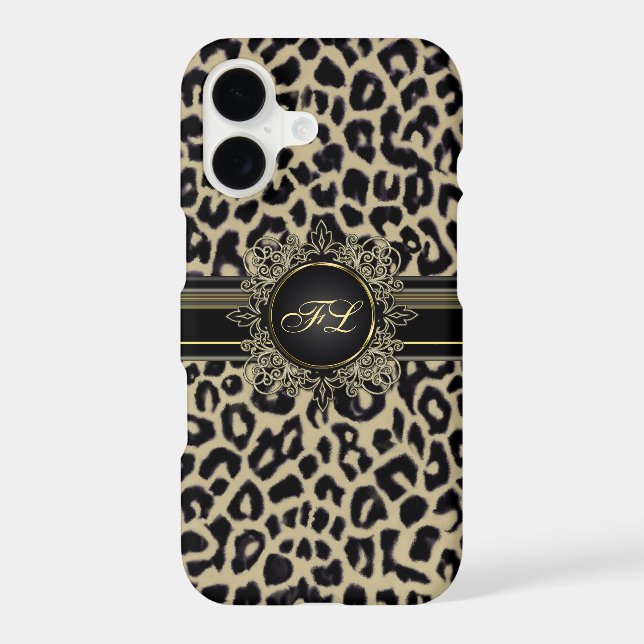 Leopard Print Monogram iPhone X Case (Back)