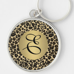 Leopard Print Monogram Key Ring