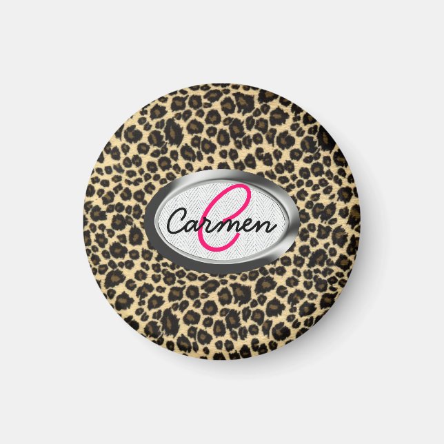 Leopard Print Monogram Magnet (Front)