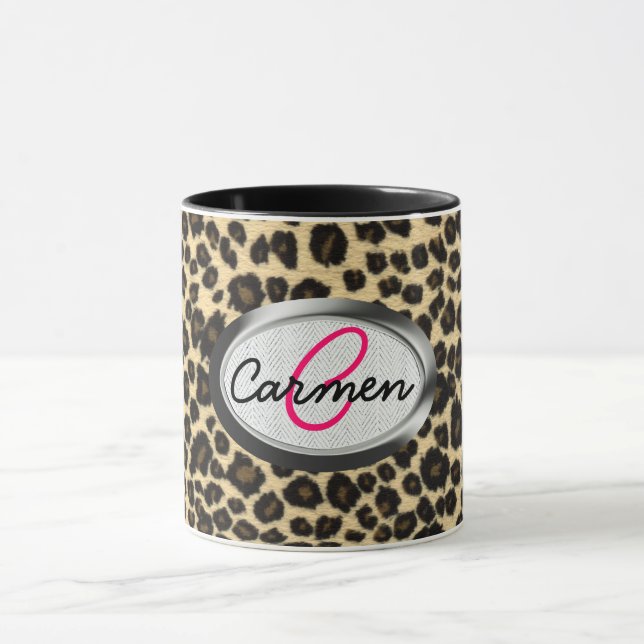 Leopard Print Monogram Mug (Center)