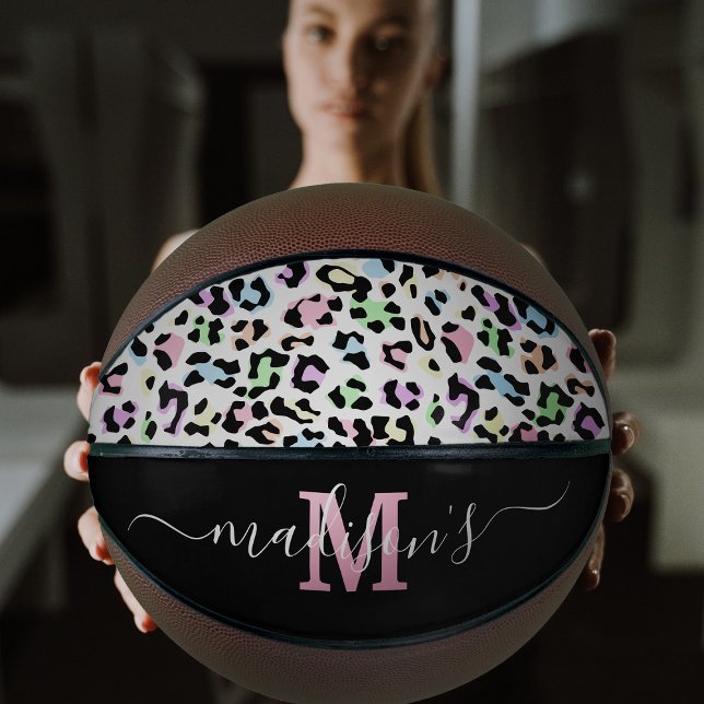 Leopard Print Monogram Name Girl Basketball (Creator Uploaded)