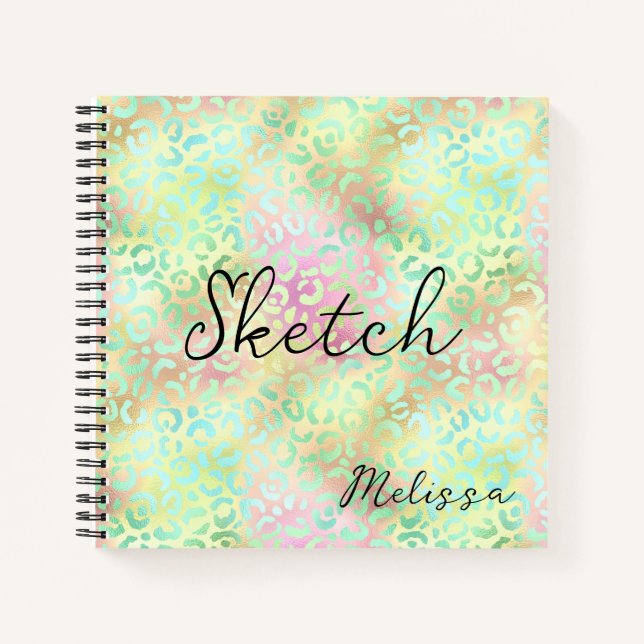 Leopard Print Monogram Sketchbook Notebook (Front)