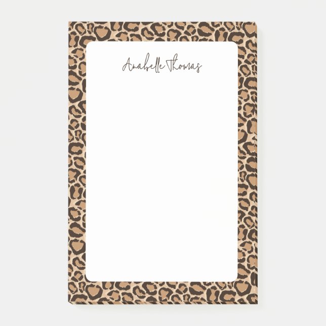 Leopard Print Monogrammed Post-it Notes (Front)