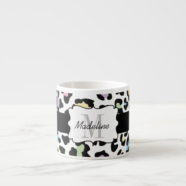 Leopard Print Multi Colours Espresso Mug (Front)
