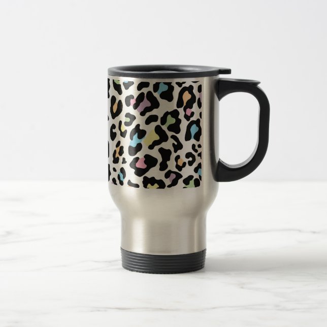 Leopard Print Multi Colours Travel Mug (Right)