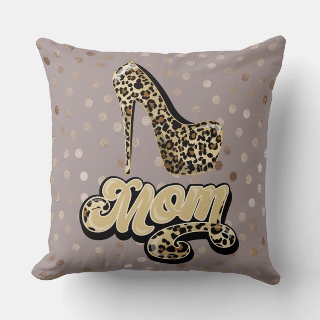  Leopard Print Mum Beige/ Zebra Print Throw Pillow (Front)