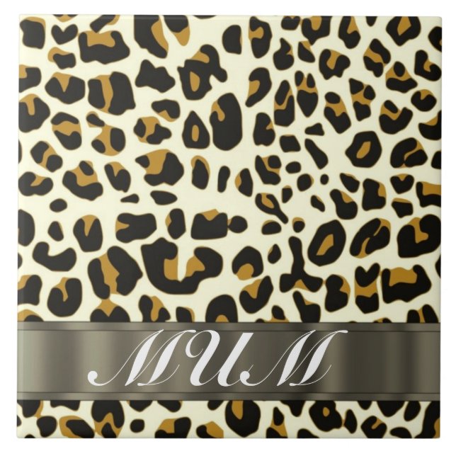 Leopard print mum text tile (Front)