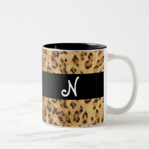 Leopard Print N monogram initials Coffee Mug Cup
