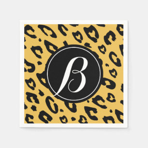 Leopard print napkins with personalised monogram