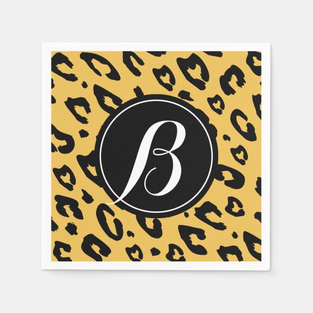 Leopard print napkins with personalised monogram (Front)