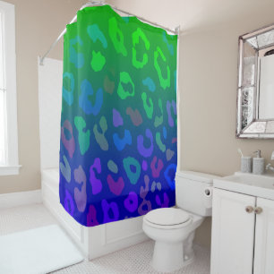 Leopard Print Ombre Blues  Shower Curtain