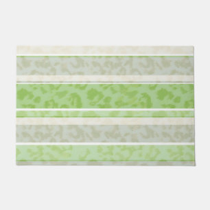 Leopard print on striped background.  doormat