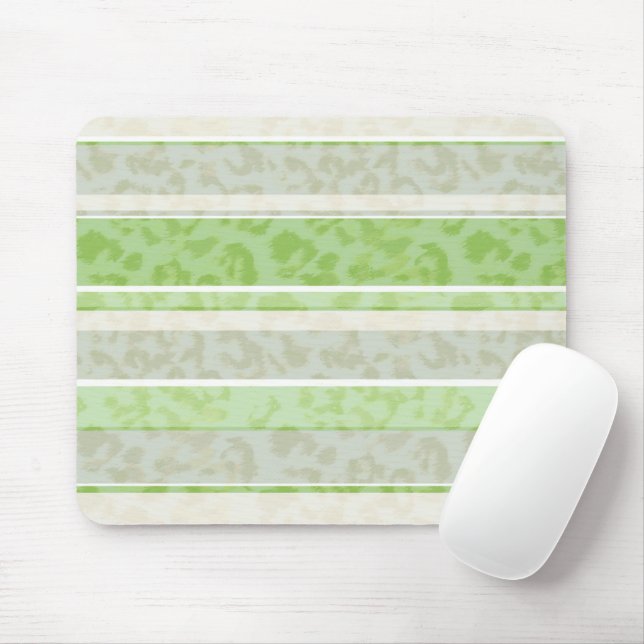 Leopard print on striped background.  mouse mat (With Mouse)