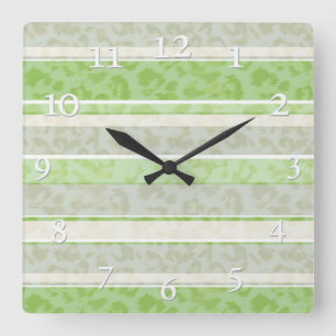 Leopard print on striped background. square wall clock