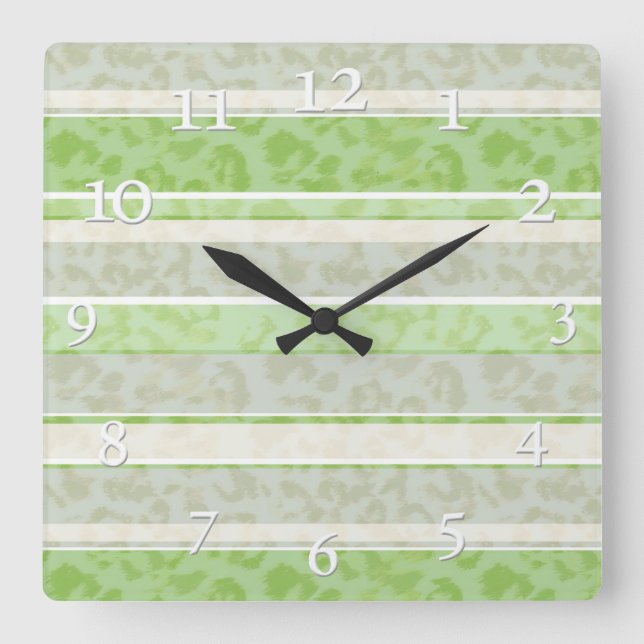 Leopard print on striped background. square wall clock (Front)