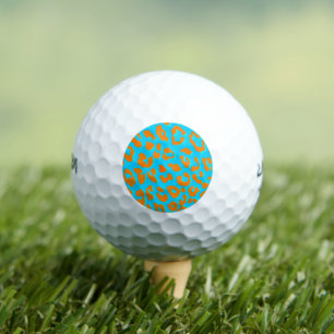 Leopard Print Orange Blue Golf Balls