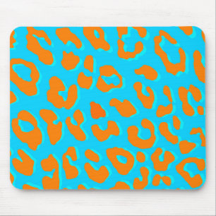 Leopard Print Orange Blue Mouse Mat