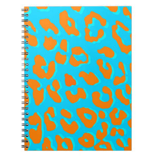 Leopard Print Orange Blue Notebook