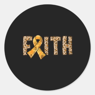Leopard Print Orange Ribbon Faith Leukaemia Awaren Classic Round Sticker