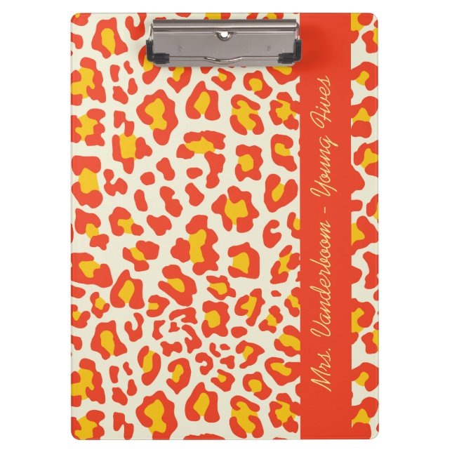 Leopard Print Orange Yellow White Custom Clipboard (Front)