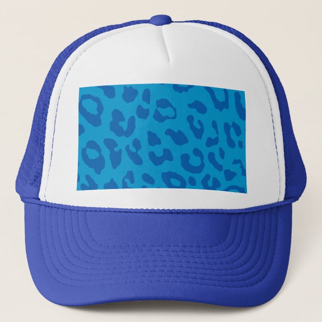 Leopard Print Pale Blues Trucker Hat (Front)
