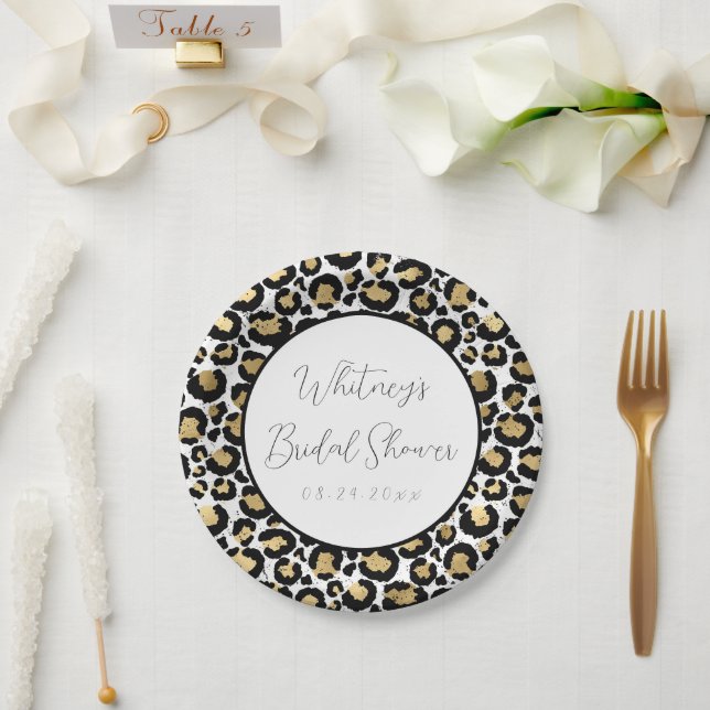 Leopard Print Paper Plates Personalised - Cheetah (Wedding)