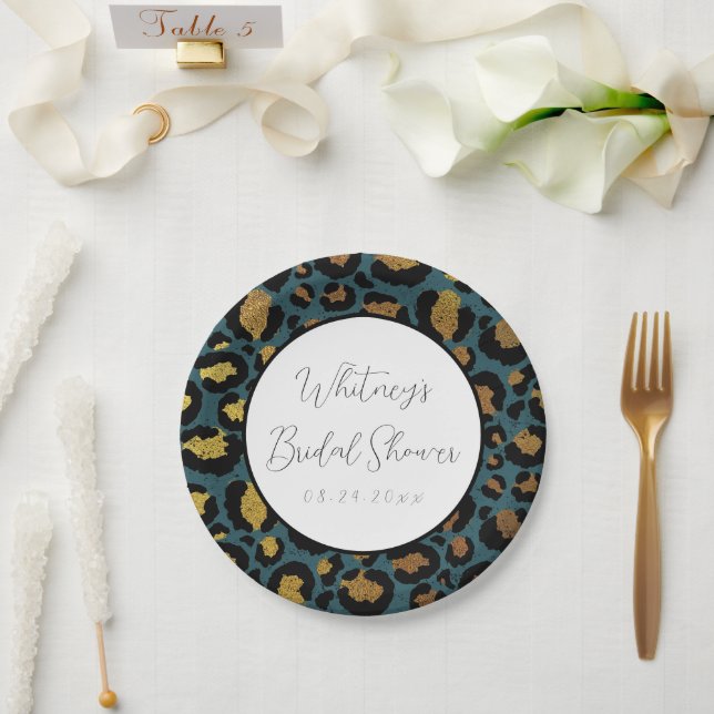 Leopard Print Paper Plates Personalised - Cheetah (Wedding)