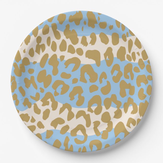 Leopard Print Party Plates (Blue) (Front)