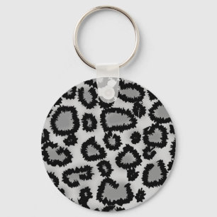 Leopard Print Pattern, Black and Grey. Key Ring