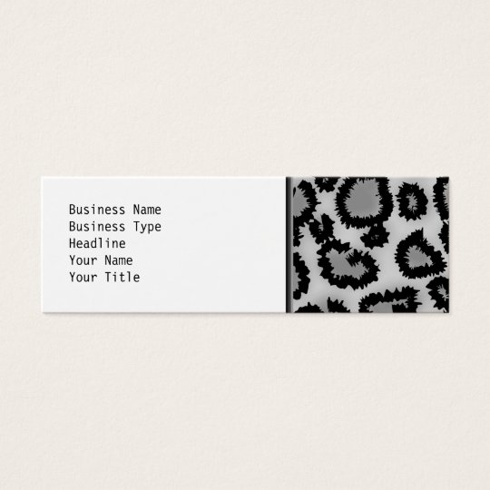 Leopard Print Pattern, Black and Grey. Mini Business Card