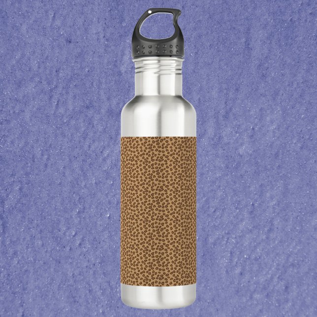 Leopard Print Pattern Brown 710 Ml Water Bottle (A water bottle with a brown leopard pattern.)