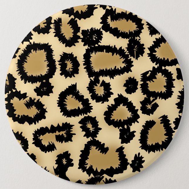 Leopard Print Pattern, Brown and Black. 6 Cm Round Badge (Front)