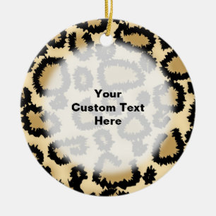 Leopard Print Pattern, Brown and Black. Ceramic Tree Decoration