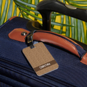 Leopard Print Pattern Brown Personalise Luggage Tag
