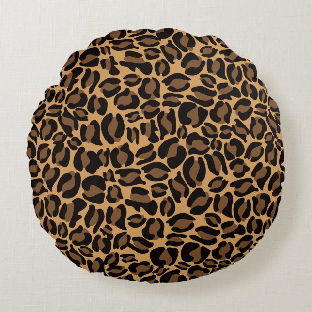 Leopard Print Pattern Classic Jungle Round Cushion (Front)